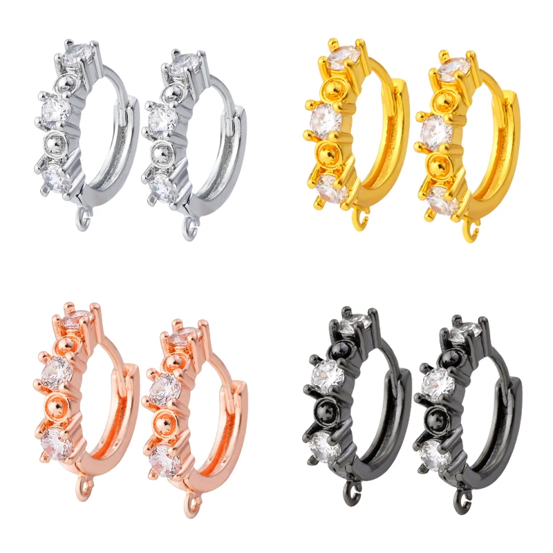 

Pexin 4 Colors Handmade Earring Hooks Hoop Lever Back Open Loop for DIY Zirconia Earrings Accessories Jewelry Making Supplies