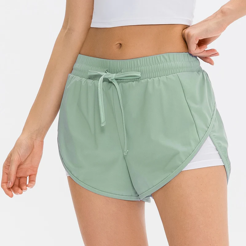 Yoga Shorts For Sports Shorts Running Shorts Yoga Shorts Workout Shorts Double Layer Women Sexy Trousers Fitness Gym Running Ladies Sport Athletic Tights Spandex Black