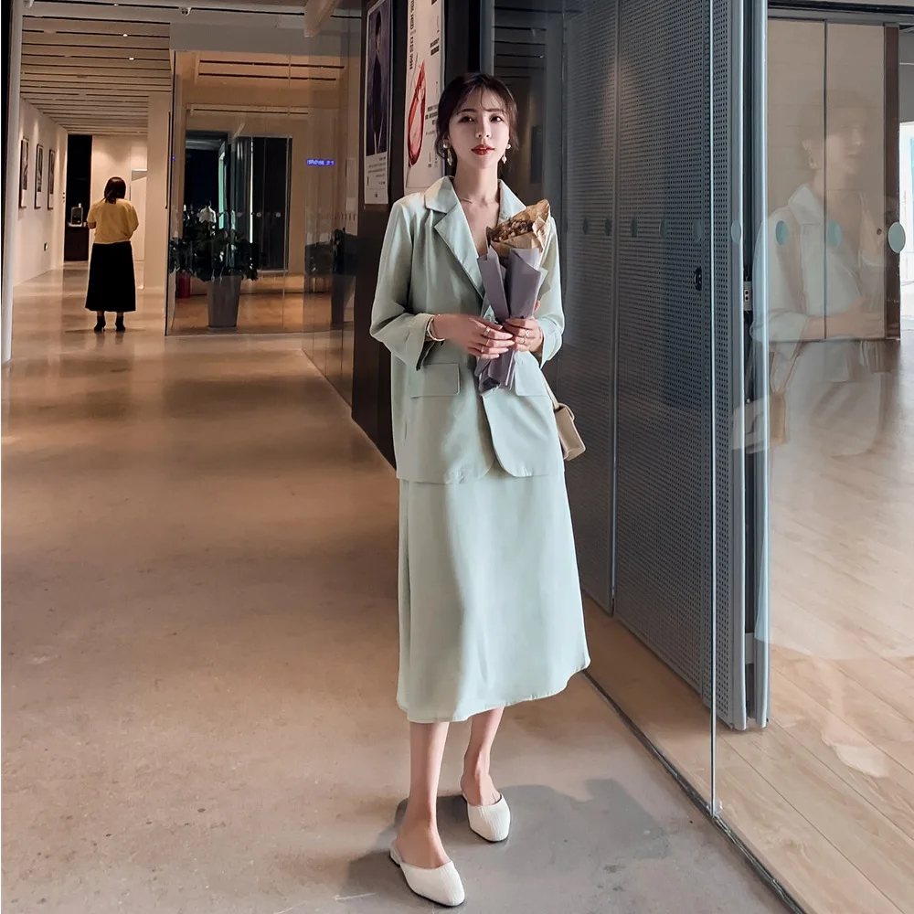 

Photo Shoot 2019 Spring And Summer New Style Korean-style WOMEN'S Wear Young-Style Small Suit Coat + V-neck Strapped Dress Two-P