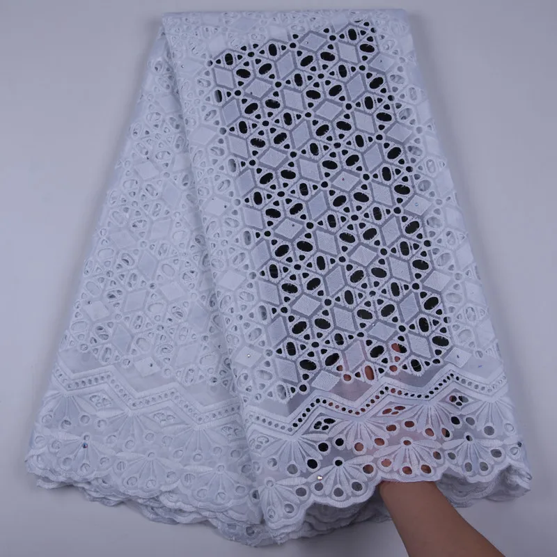 

Pure White African Dry Lace Fabric 2019 High Quality Lace Swiss Voile Lace In Switzerland Nigerian 100% Cotton Lace Y1710