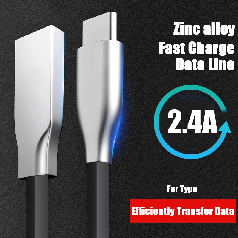 1 м цинковый сплав usb type C кабель 2A USB C зарядное устройство Быстрая Синхронизация данных зарядный кабель type-c для Samsung Note 8 9 S8 s9 USB-C