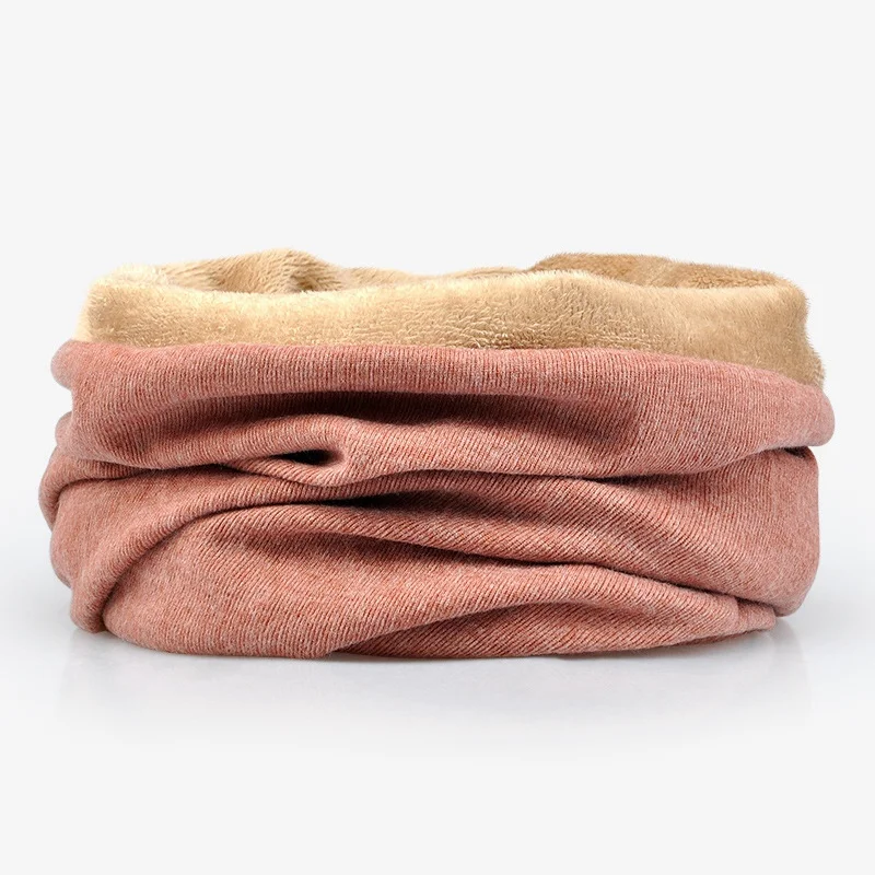 Мужские шапки осень зима теплые Skullies Beanies шарф шапка двойного назначения шапки для женщин тюрбан шапка для мужчин сплошной цвет плюс бархат бини - Цвет: Розовый