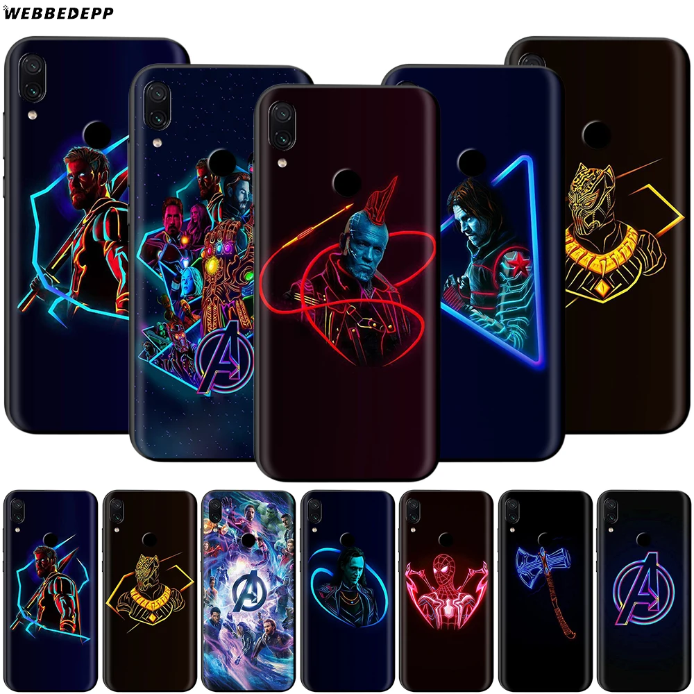 

Webbedepp Marvel Avengers Case for Xiaomi Redmi Note 8 MI 3 6 8 9 A1 A2 A3 5X 6X 9T CC9 Lite SE Pro Max Pocophone F1