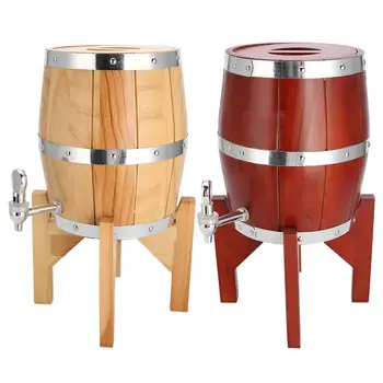 

3L Stainless Steel Liner Oak Wood Home Bar Wine Barrel Keg Container for Beverage Beer Whiskey