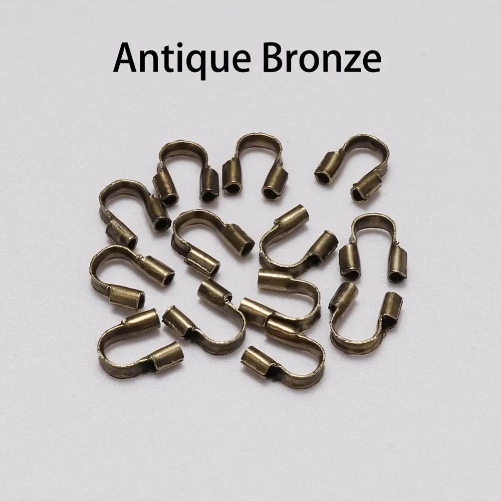 Antique Bronze 100 шт./пакет 4,5*4 мм Провода Протекторы предохранитель Провода Guardian протекторы петли U Форма Разъем Аксессуары для изготовление, поиск ювелирных изделий - Цвет: Antique Bronze
