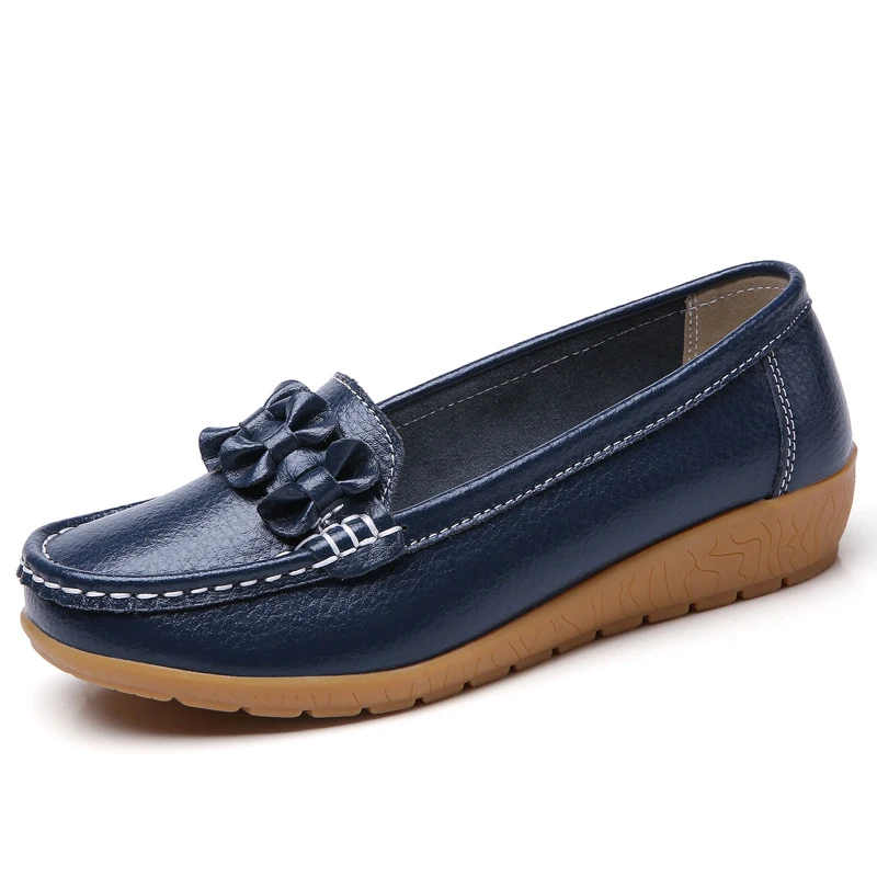 Dark Blue Большие размеры 35-42; сандалии; балетки на плоской подошве без застежки для беременных; ; обувь из натуральной кожи на плоской подошве ярких цветов; мокасины для девочек; водонепроницаемые мокасины на плоской подошве; Mujer - Цвет: Dark Blue