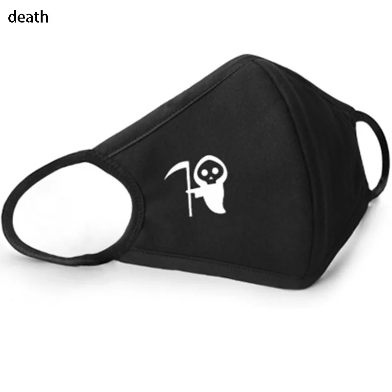 death 1 шт хлопок Пылезащитная маска для лица Черный Анти-пыль хлопок милый 3D стерео узор женщины мужчины муфельные маски со ртом для лица - Цвет: death
