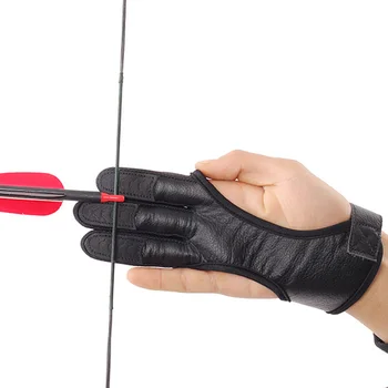 

3 Finger Archery Finger Glove Protector Gear Arrow Artificial leather Training