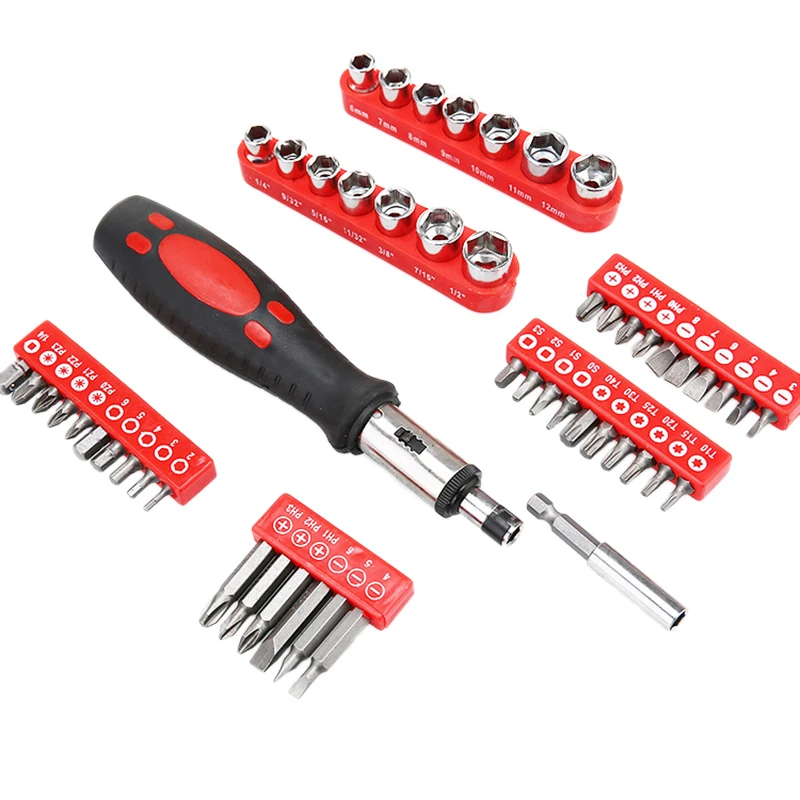 

52Pcs Screwdriver Bits Sets Multifunctional Detachable Ratchet Handle Screwdriver Set Electric Drill Fittings Sleeve for Repair