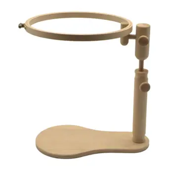 

21cm Round Wooden Embroidery Hoop Frame Stand Rack Holder Cross-stitch Rotatable Adjustable Craft DIY Tools Sewing Accessories