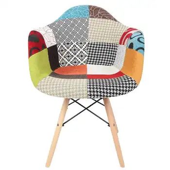 

Cloth Art Rural Style Colorful Sponge Cushion Dinning Chairs Armchair for Home Living Room Living Room Chair