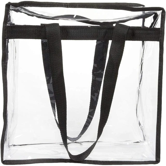 2 Packs Large Clear Bag, Transparent PVC Tote Bag with Zipper