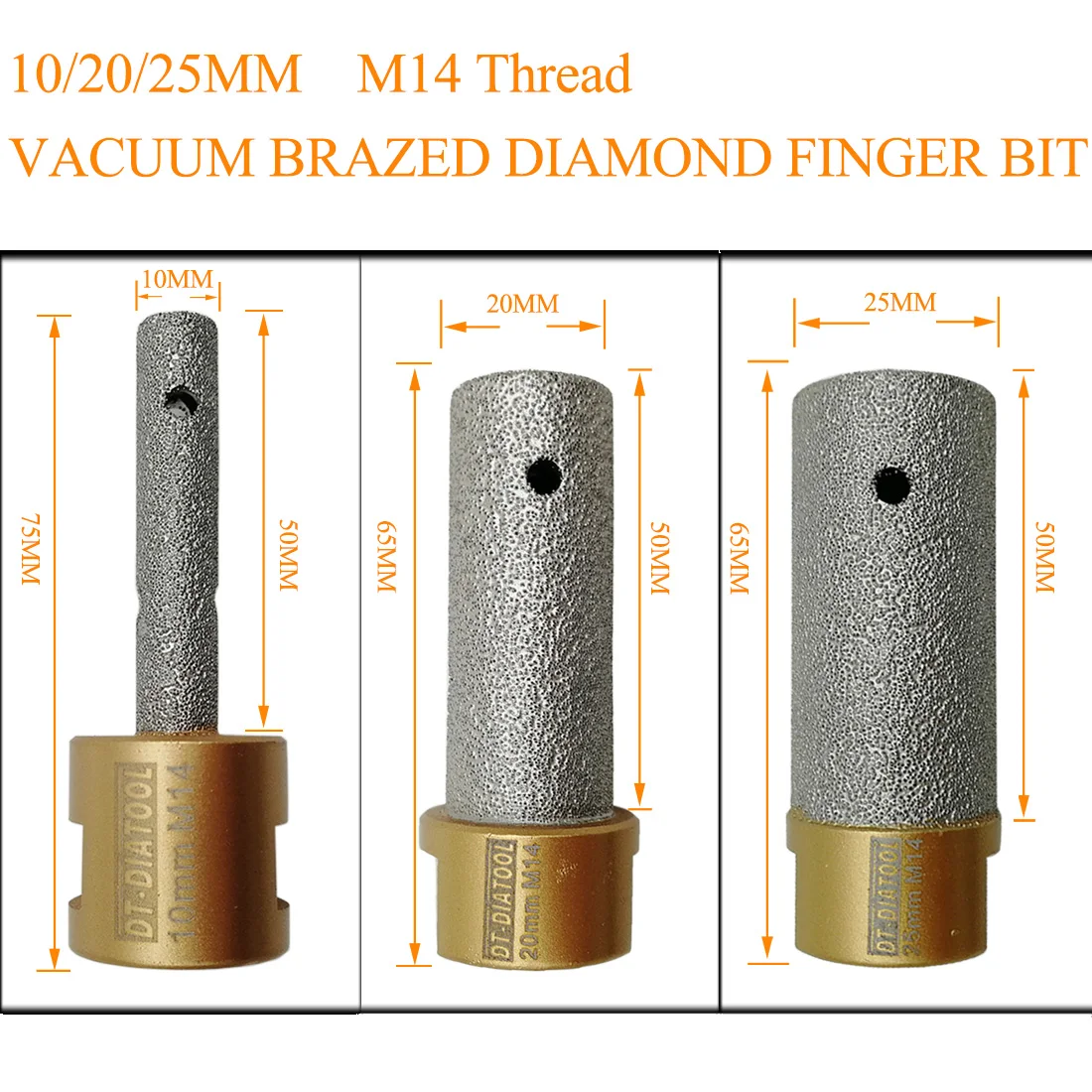 DT-DIATOOL 1 шт. диаметр 10/20/25 мм вакумная Пайка для алмазного пальцевидное долото с 5/8-11 или M14 нить Фрезерное долото для мозаичный камень столешница