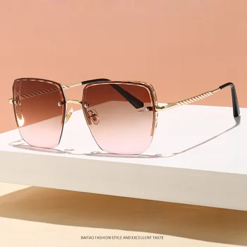 

Oversized Womens Ladies Sunglasses Square Black Half Frame Metal Female Eyewear Fashion Korean Eyeglasses