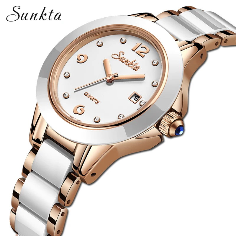 Sunkta New Rose Gold Watch Women Quartz Watches Ladies Top Brand Luxury Female Wrist Watch Gir-5