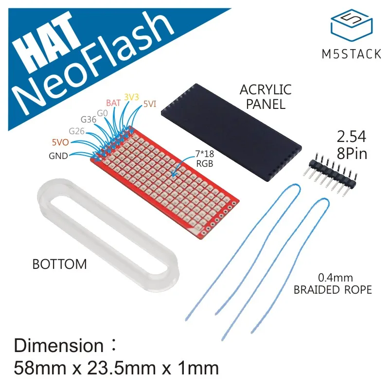 

M5Stack Official M5StickC NeoFlash Hat RGB LED matrix 126 RGB LED Primordial 3 colors for each pixel