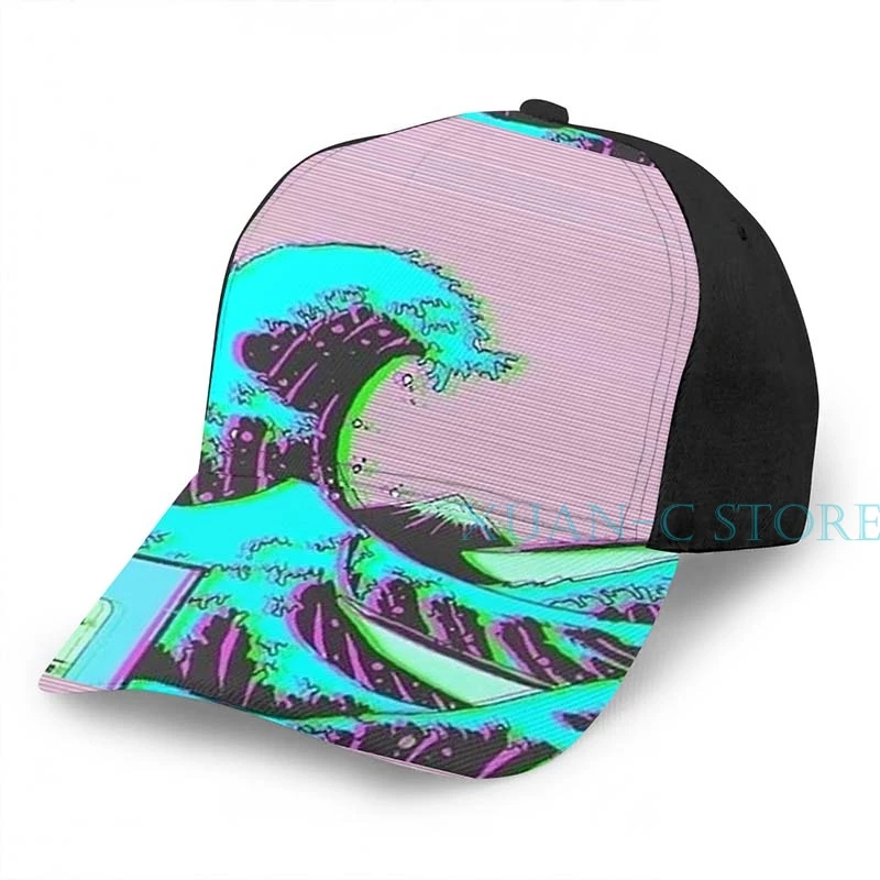 Большая волна от Vaporwave Kanagawa баскетбольная Кепка для мужчин и женщин мода по всему принту черная шляпа унисекс - Цвет: One Size
