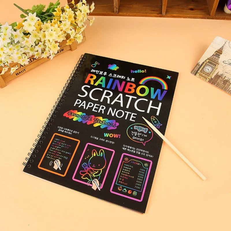 Magic Scratch Art Doodle Drawing Board Notebook DIY Rainbow Color Drawing  Toys For Children Kids Painting Educational Toys Gift