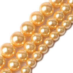 Vibrant Multi - Color Natural Shell Pearls - 8mm 46pcs beads (Orange)