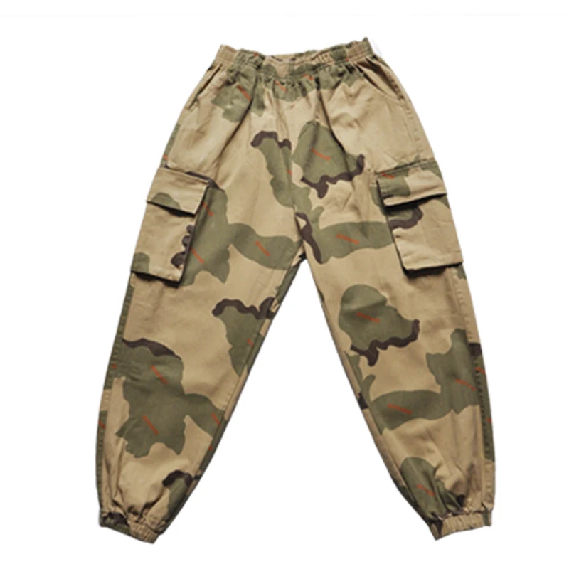 camouflage pants Для детей в стиле «хип-хоп», танцевальный костюм для девочек и мальчиков, флуоресцентный Топы камуфляжные штаны джазовое выступление сценический наряд DQS2692 - Цвет: camouflage pants