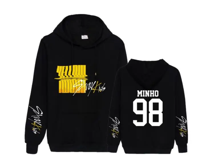Kpop straykids желтая древесина с именами членов группы печати флисовые толстовки унисекс модный пуловер свободная толстовка 3 цвета - Цвет: 14