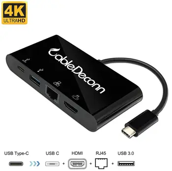 

EastVita 4 in 1 Converter Type-C to HDMI Gigabit LAN USB3.0 Docking Station for MacBook Laptop