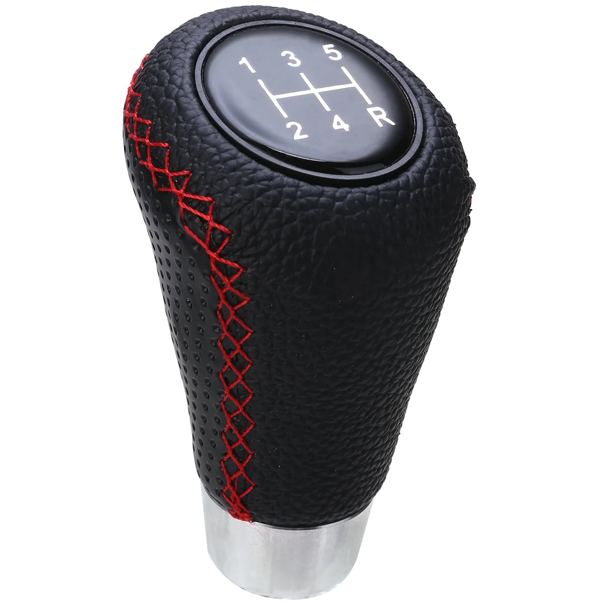 For Most Vehicles 1pc Universal Manual 5 Speed Gearstick Genuine Leather Red Stitch Car Gear Stick Shift Knob Mayitr
