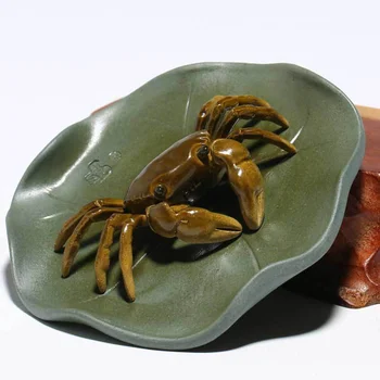 

Color-changing Lotus Crab Tea Pet Handmade Lotus Leaf Crab Ornaments Tea Play Kung Fu Tea Accessories