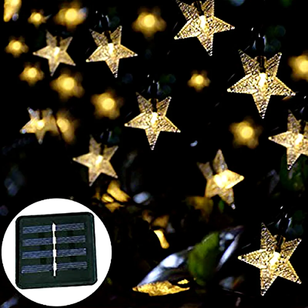 Светодиодный уличная Солнечная лампа гирлянды светодиодные свет 20 Вт, 30 Вт, 50/100 светодиодный s Фея праздник для рождественской вечеринки гирлянды Солнечный сад Водонепроницаемый Волшебная гирлянда