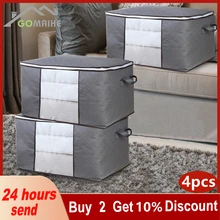 

GoMaihe 3/4 piece Set foldable quilt clothing storage bag closet organizer toy storage bag dustproof quilt closet storage box