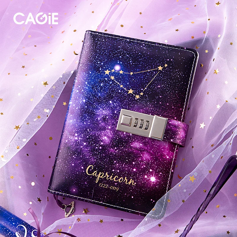 

Constellation Diary With Lock Notebook B6 Lockable Paper PU Leather Note Book Traveler Journal Weekly Planner School Stationery
