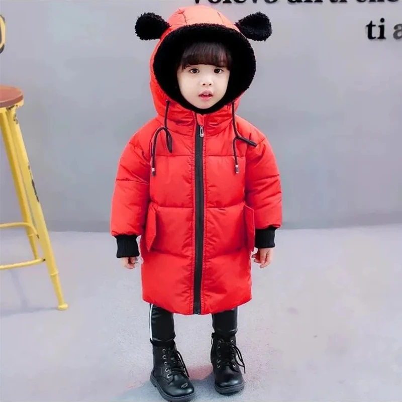 1 2 3 4 5 6 7 Year Baby Kids Parkas Winter Warm Down Jacket For Girls Coat Long Hooded Children's Outerwear Toddler Girl Clothes
