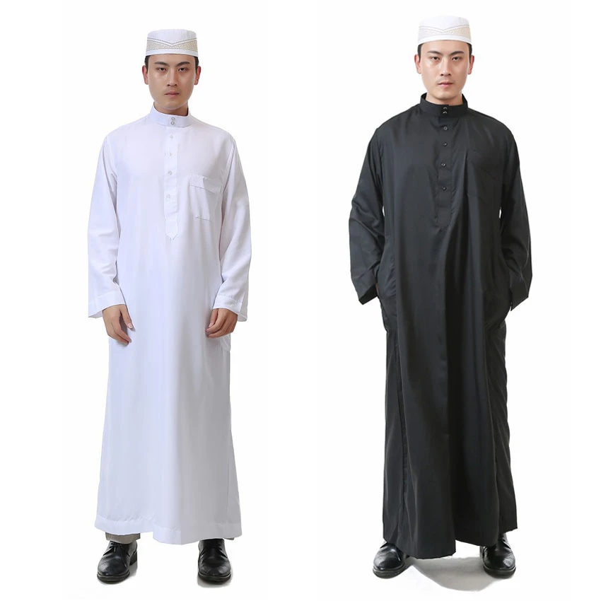 Islamischen Ramadan Anbetung Service Gebet Tragen Kleidung Mann Solide  Polyester Muslimischen Jubba Thobe Lange Robe Kleid Weiß Kleid - AliExpress  Novelty \u0026 Special Use