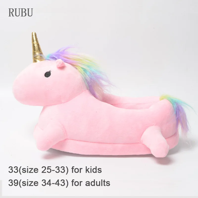 Тапочки в виде единорога; домашние тапочки Кигуруми для детей; пижамы для мальчиков и девочек; пижамы для детей и взрослых с рисунками животных; вечерние тапочки для костюмированной вечеринки - Цвет: Pink Unicorn
