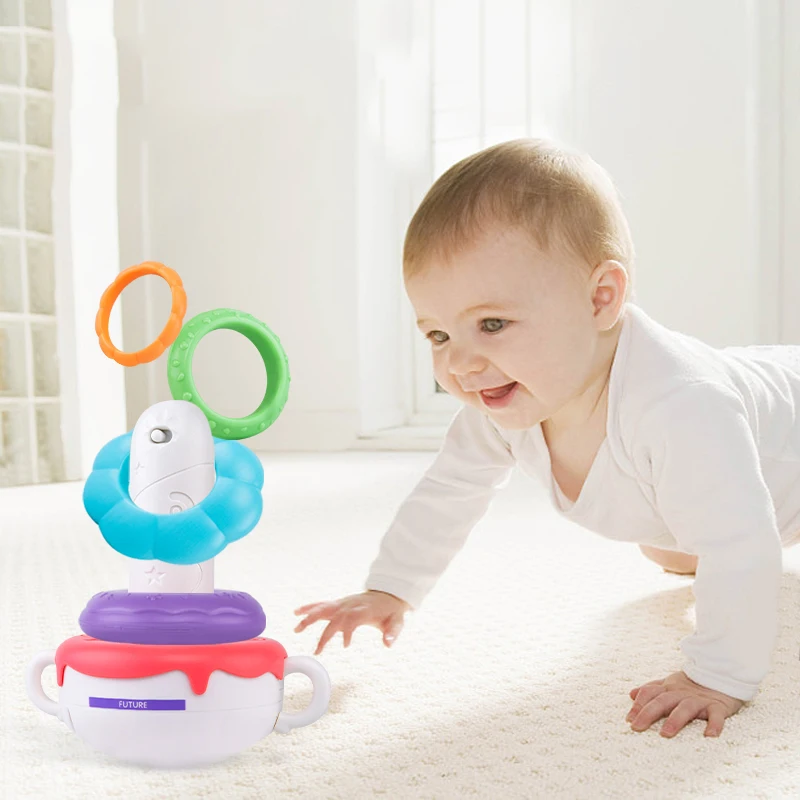 

Stacking Rings Toy for Baby 0-12months Rainbow Tower Tumbler Music Toys for Children Building Blocks Stack Up Toy for Toddlers