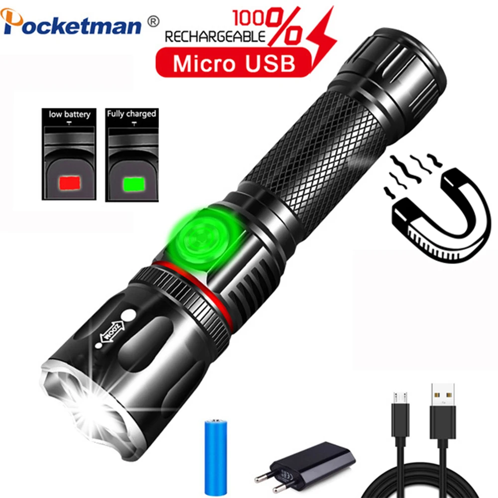 Суперъяркий светодиодный фонарик T6/L2 18650 лм с USB наконечники питания