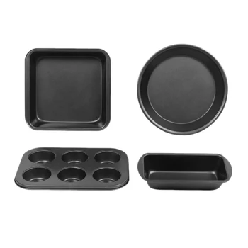 

Nonstick Bakeware Set, 4 Pcs Bakeware Include Toast Pan, Square Cake Pan, 8 inch Round Pizza Pan, 6 Cups Muffin Pan