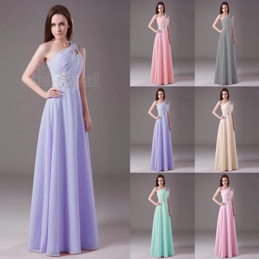 

free shipping 2016 hot seller new design One Shoulder beading plus size pageant gowns custom color/size Women's Evening Dress