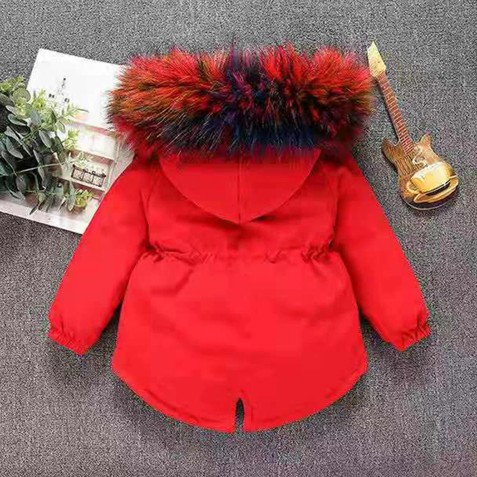 Детские куртки черного и красного цветов зимнее утепленное пуховое пальто с капюшоном для девочек детская теплая короткая стильная верхняя одежда, парки