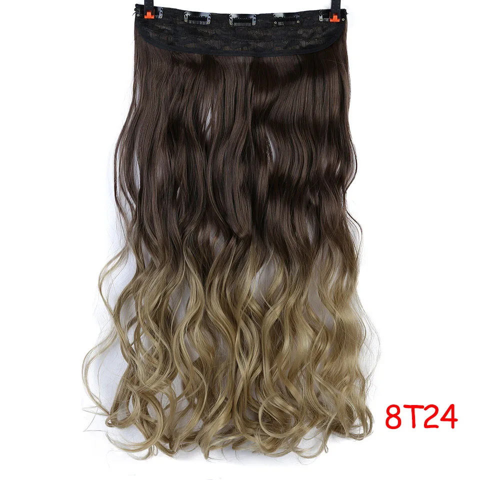 AIYEE 24 inches Long straight Clip in Hair Extension One Piece straight colors HairPiece Synthetic Clip In Hair Extentions - Цвет: 7254-8-24