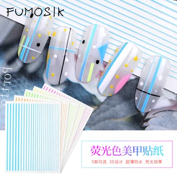 

Fluorescent Colors Nail Stickers Butterfly Flower Star Cartoon Decoration Decal 3D Transfer Adhesive Nail Art Tips