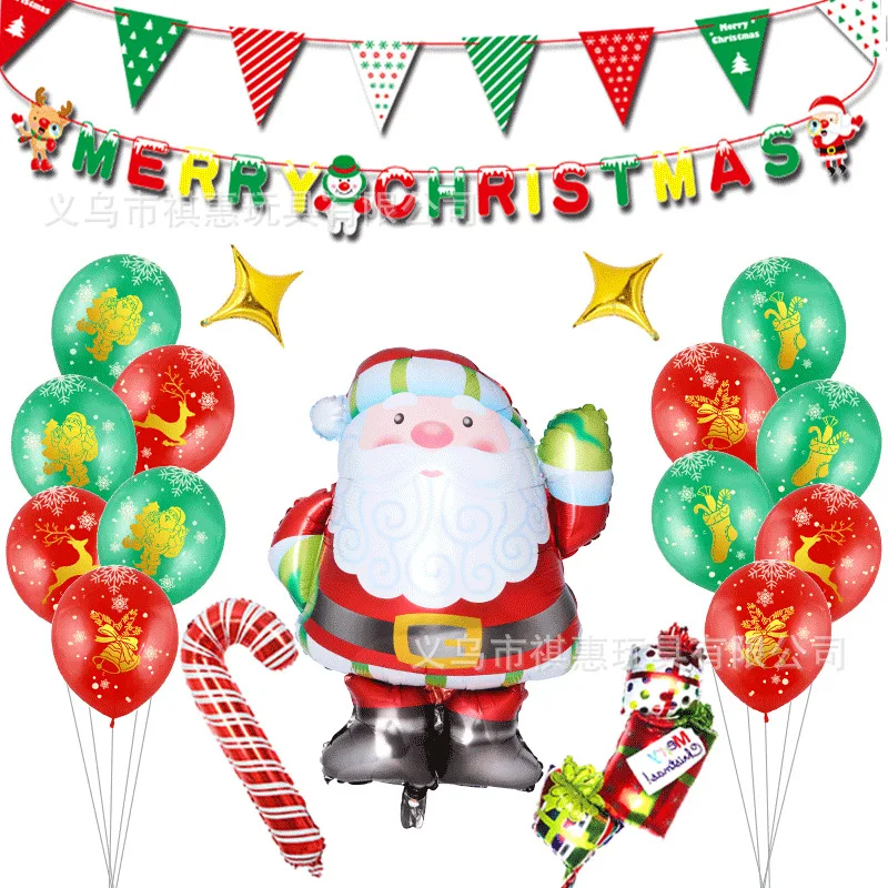 Christmas Santa Balloon Set Festival Decorative Party Decorations Supplies Christmas Aluminum Film Balloon - Цвет: Santa Balloon Set