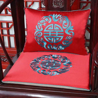 Новая вышитая Веселая Подушка сиденья дивана Подушка для стула Классический китайский стиль шелковые подушки украшение сиденья Подушка для кресла сиденья - Цвет: red with blue