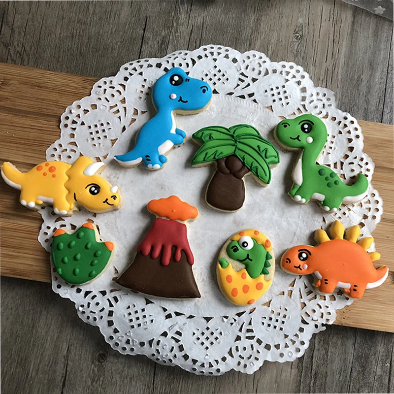 Moule A Biscuits En Forme De Dinosaure 8 Pieces Paquet Outil De Cuisson Fondant Gateau Bricolage Bonbons Sucre Artisanat Moule A Gelee Decoration De Gateaux Aliexpress