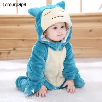 

Infant Snorlax Baby Clothes Romper Cute 0-3Y NewBorn Boys Girl Onesie Cartoon Costume Flannel Soft Warm Kids Outfit ropa bebe