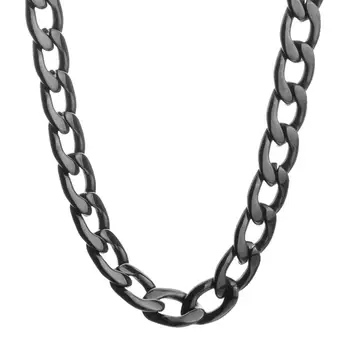 

Tiasri Figaro Link Chain Jewelry Classic Curb Necklace 9/11MM Stainless Steel Black Color Chain Men Women Hip hop Male Jewelry