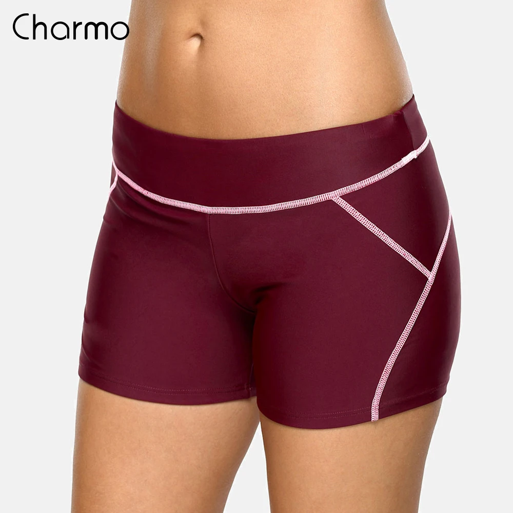 Женские спортивные плавки Charmo облегающие шорты-бикини в стиле пэчворк для
