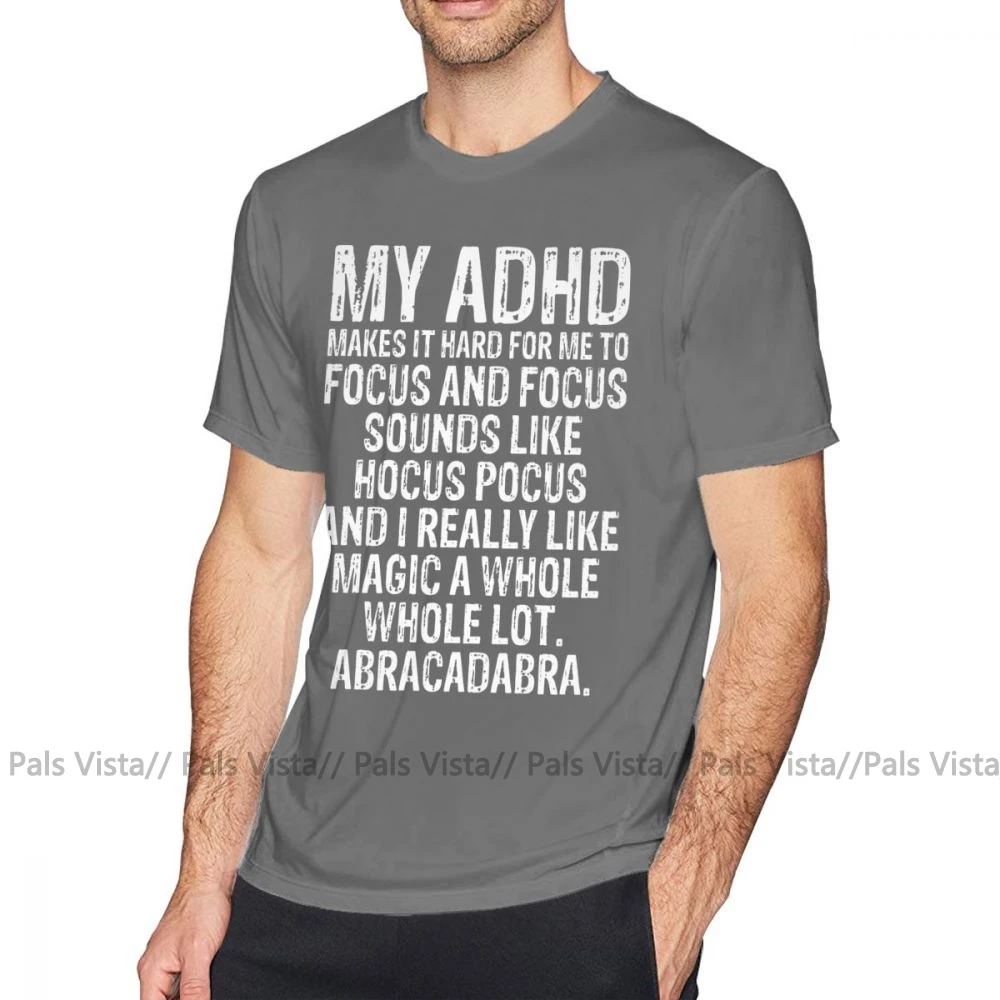 Футболка с надписью «Adhd», футболка с цитатой и синдромом внимания, футболка с графикой 5x, хлопковая Классическая забавная футболка с короткими рукавами для мужчин