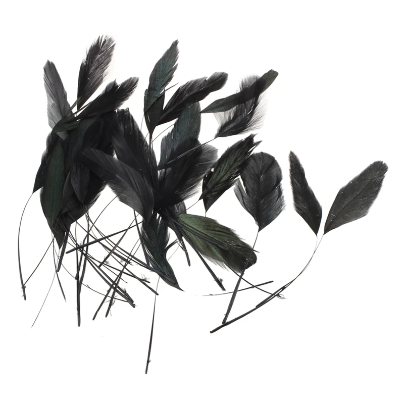 Best 50Pcs Natural Brier Leaves Card Scrapbook- Pink& 30Pcs Dyed Rooster Cock Shell Feather 4.7- 8.6 Inch Black