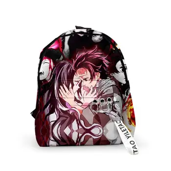 

New Anime Devil's Blade Canvas Backpack Demon Slayer Kimetsu no Yaiba Messenger Satchel Bag Anime Arround Boy Girls School bag